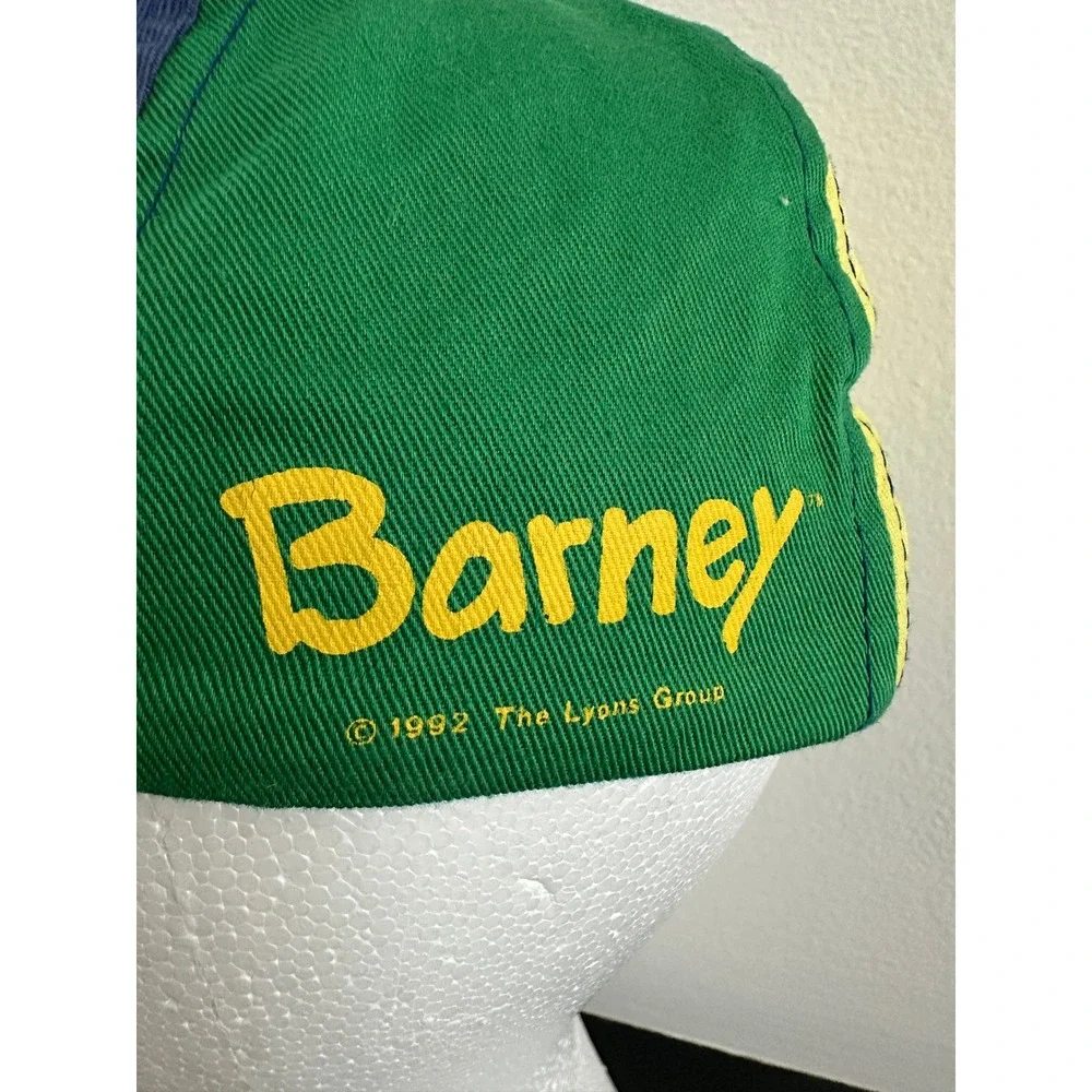 Vintage 1992 Barney Dinosaur Kids Hat Cap One Size Colorblock Cotton 90s TV Show